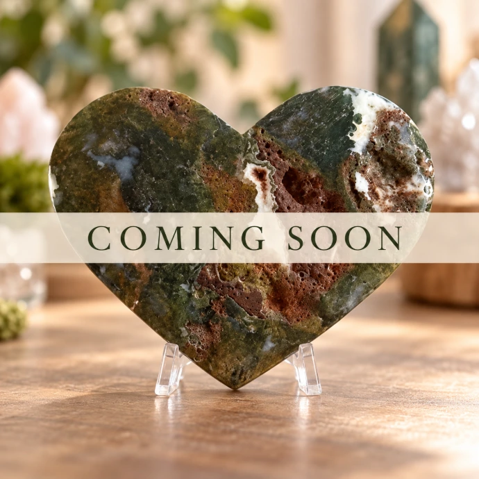 Druzy Red Moss Agate Crystal Heart