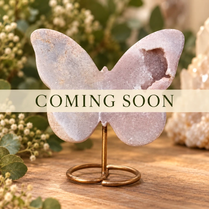 Druzy Pink Amethyst Crystal Butterfly