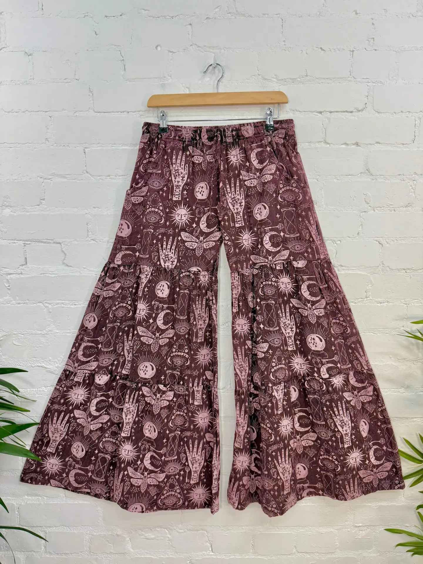 Celestial Printed Wide Leg Trousers - Pink