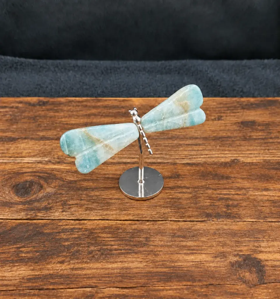Caribbean Calcite Mini Dragonfly on Stand