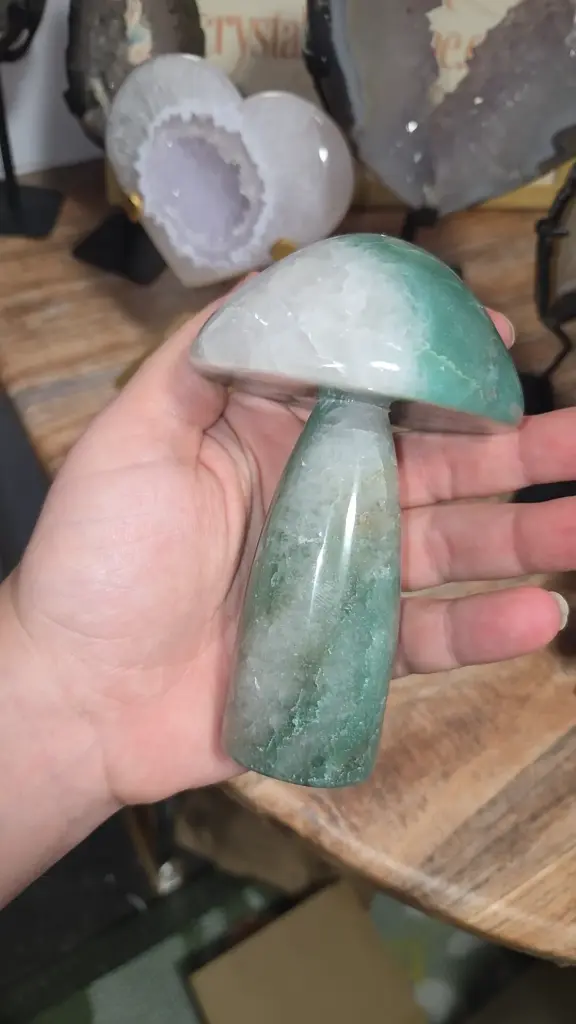 Large Moss Agate Mushroom Carving