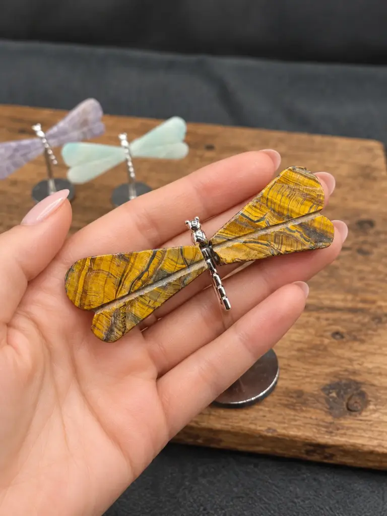 Tiger's Eye Mini Dragonfly on Stand