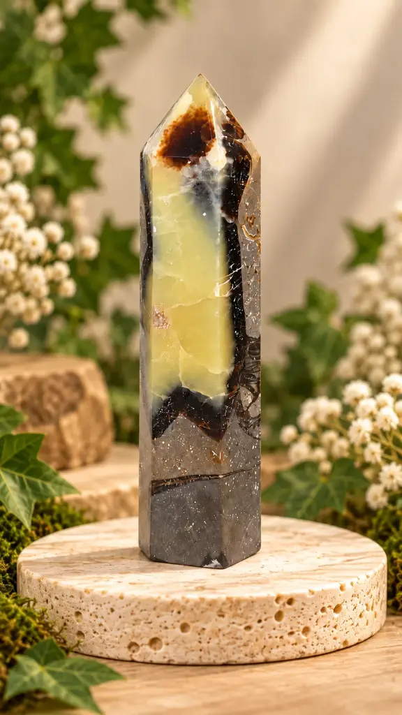 Natural Septarian Crystal Tower