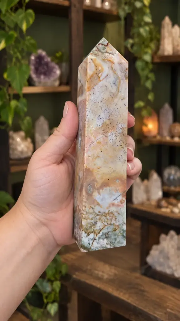 Ocean Jasper Tower with Druzy