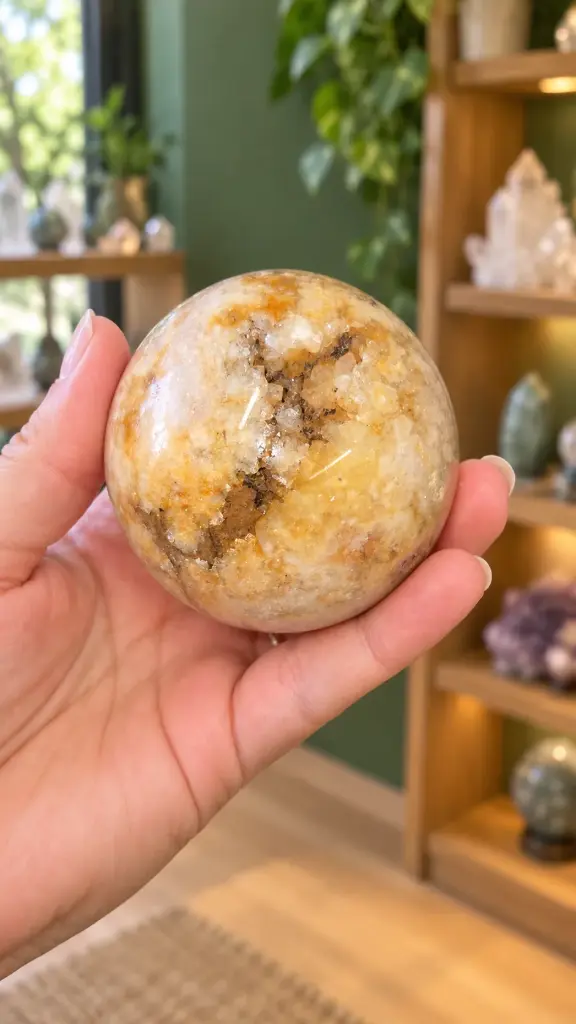Yellow Flower Agate Druzy Sphere