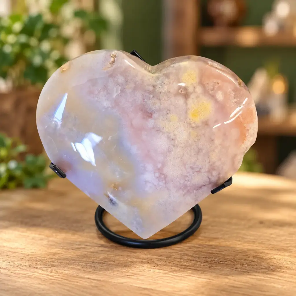 Large Flower Agate Heart