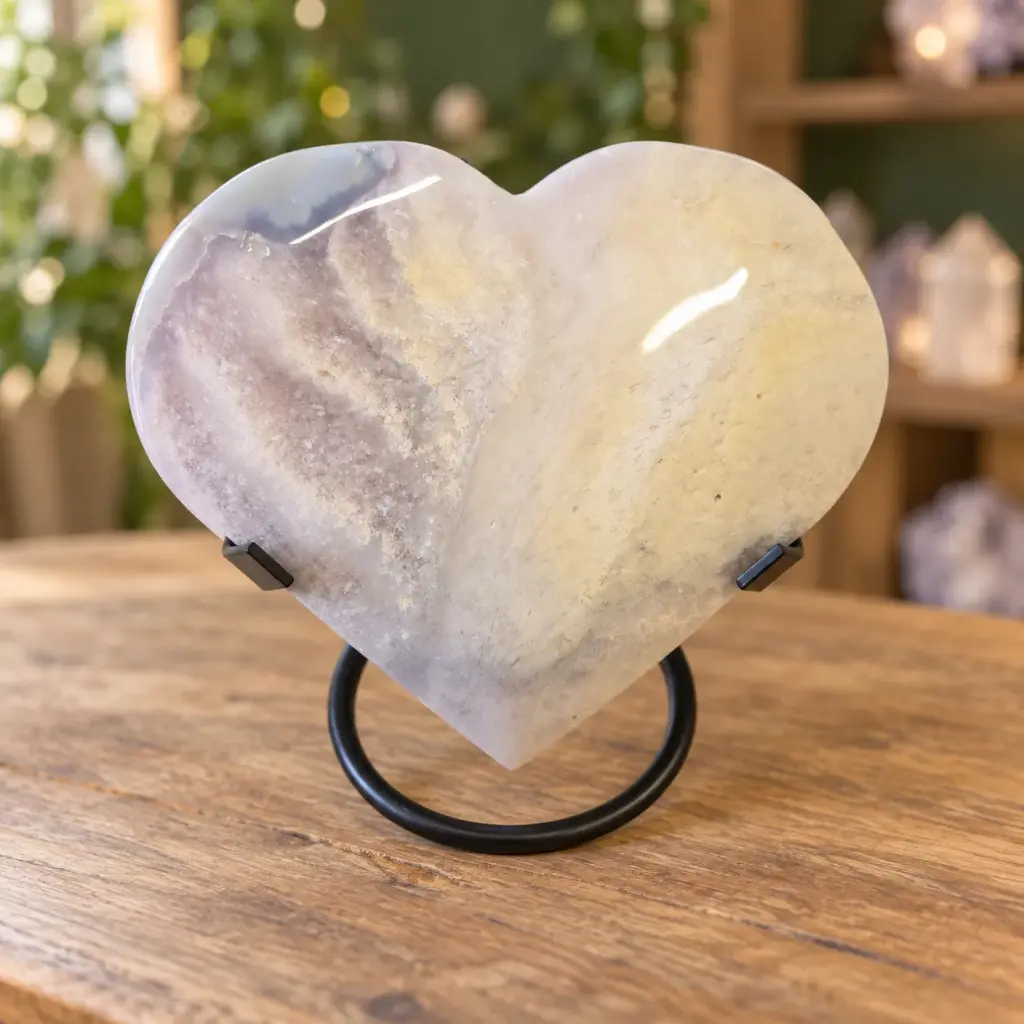 Large Grey & White Agate Heart