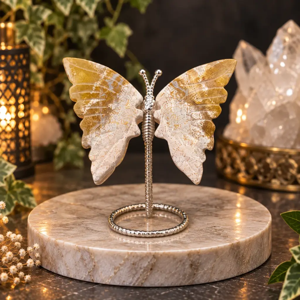 Ocean Jasper Mini Butterfly on Stand