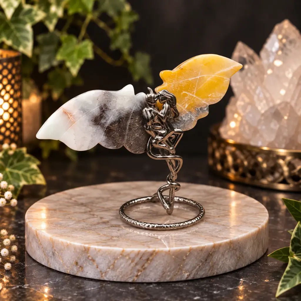 Angel & Devil Calcite Wings on Stand