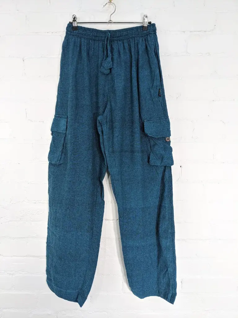 Unisex Cargo Cotton Trousers - Blue